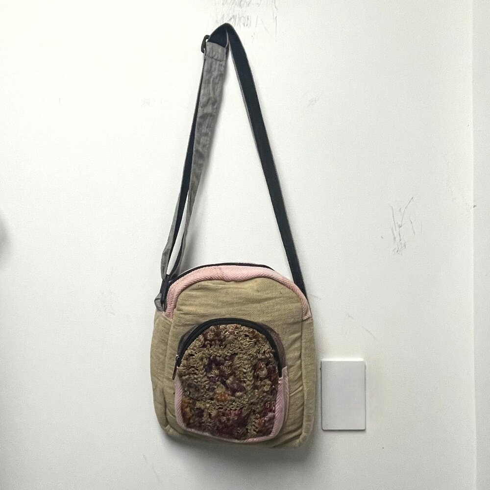Multi Pocket Crossbody Bag Purse Made From Pure Hemp
